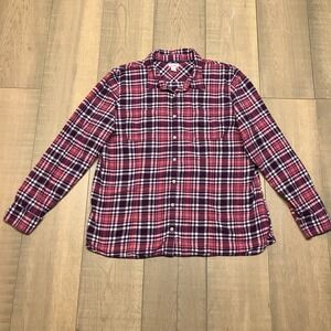 L.L. Bean Button Up Shirt Womens Size XL Plaid Flannel Maroon Freeport Cabincore
